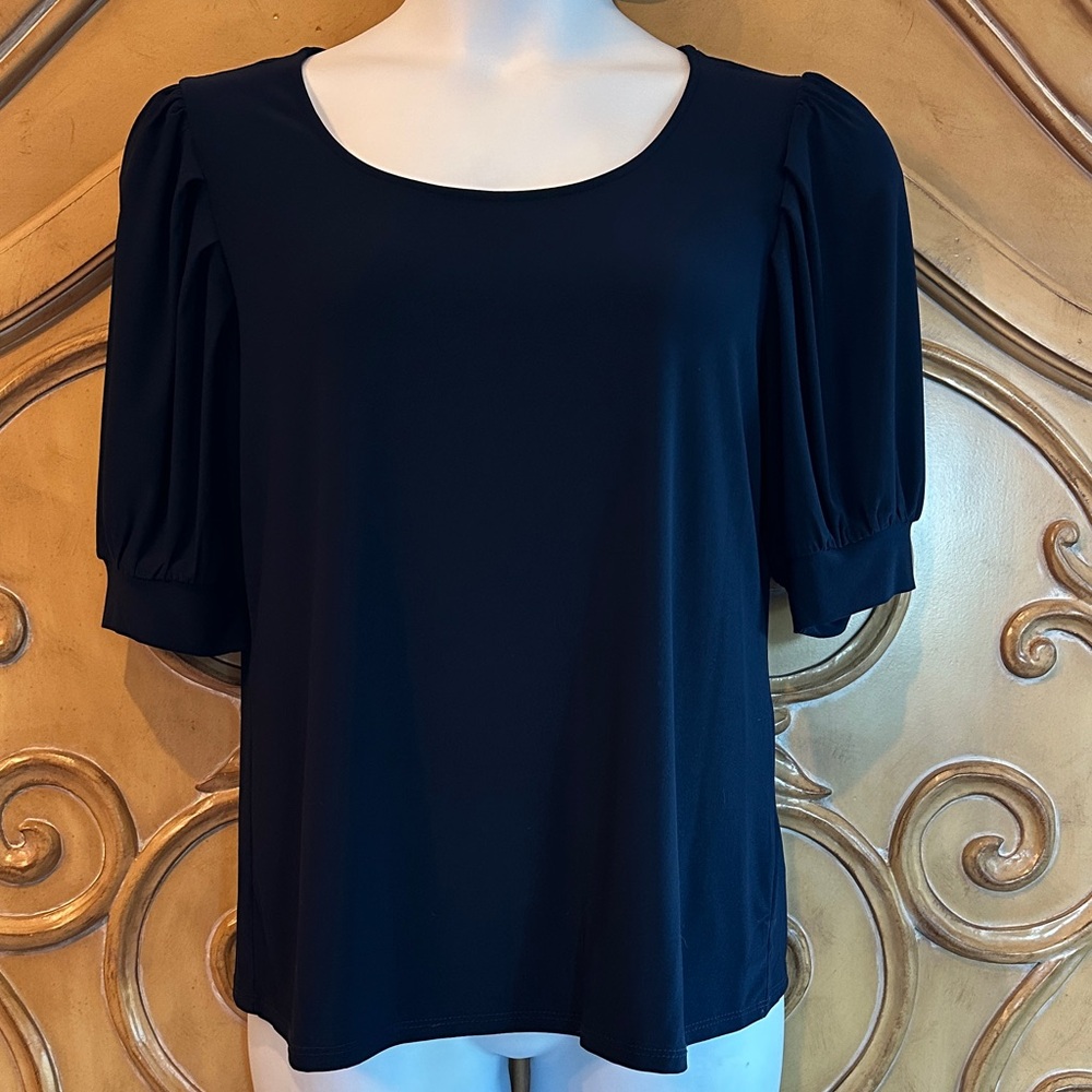 CeCe Black Puff Sleeve Blouse